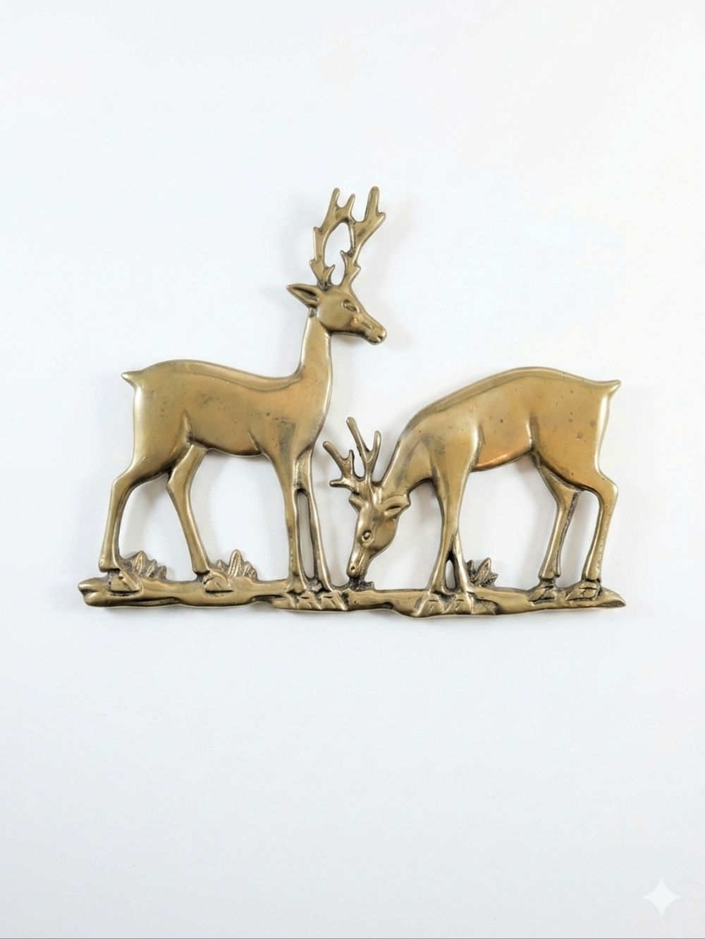 Brass Deer Wall Plaque Vintage Nature Rustic Decor Cabincore Lodge MCM Ranch